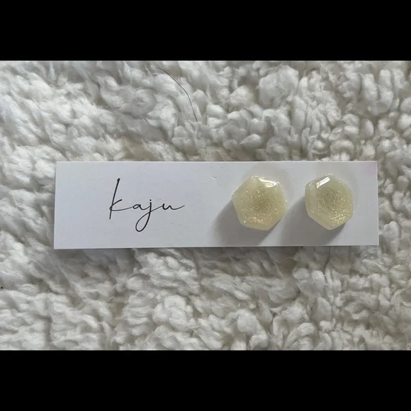 Gold Glitter 10mm Stud Earrings - Picture 3 of 4